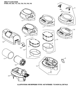 Kt740-3097 Air Intake Diagram and Parts List for KT740-3097  Cub Cadet Lawn Tractor